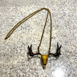 🦌 Brass Deer Skull necklace with 14 inch brass chain